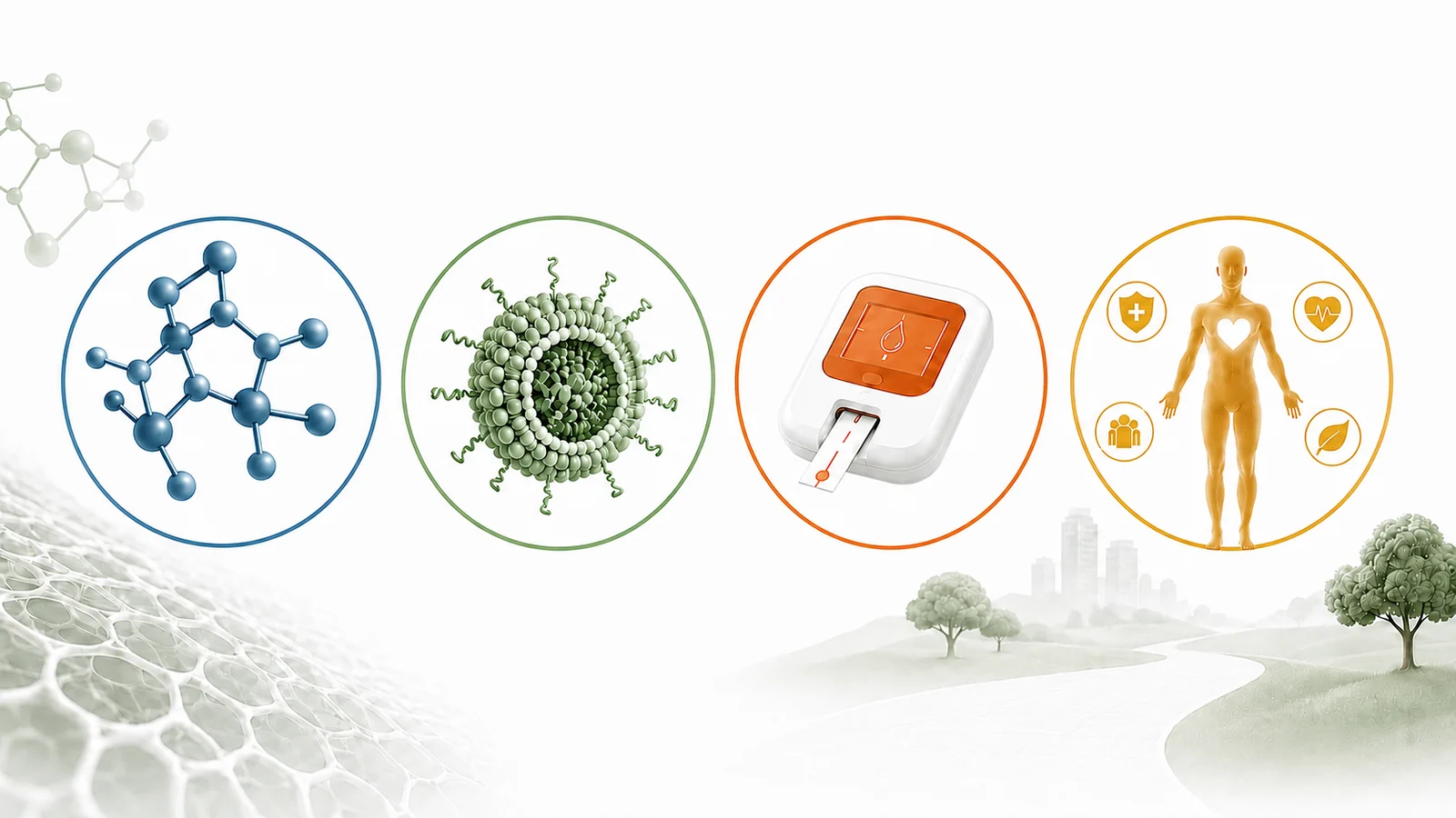 From molecule to material to device to patient